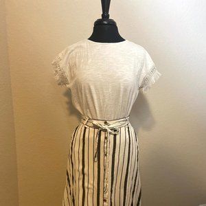 LOFT Fringe Sleeve White T-Shirt